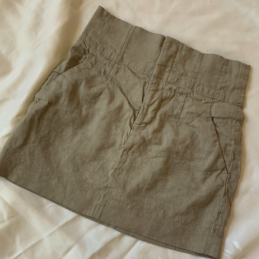 {Zara} Corset Waist Khaki Mini Skirt